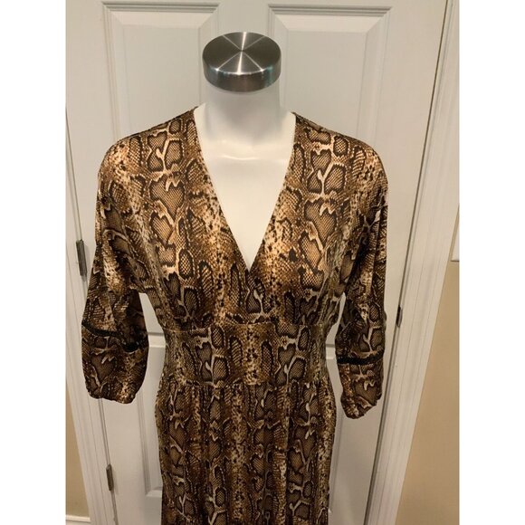 Muche Muchette Brown Snakeskin Print Long Sleeve Maxi Dress, One Size - Picture 2 of 7